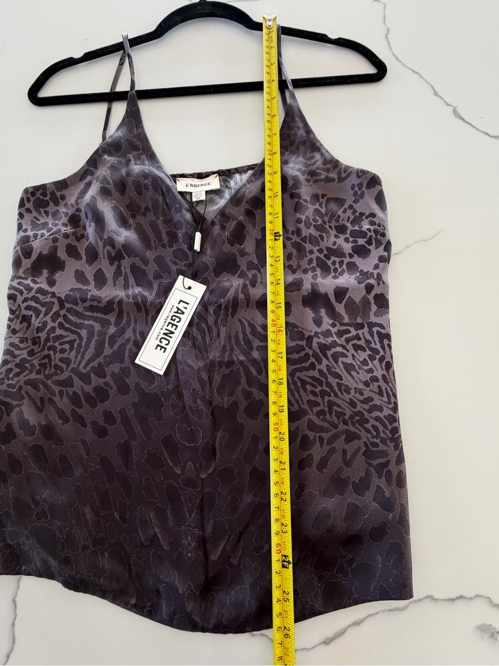 L'AGENCE 100% Silk Charmeuse Black & Grey Leopard Print V-Neck Camisole Size XS - Picture 9 of 9